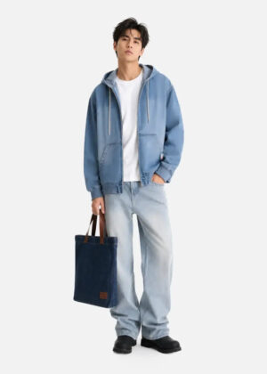 OKHOCJ~3 Áo Khoác Jean Có Nón Rộng Chống Nắng Durabletex™ Bụi Bặm Phom Rộng F4 - The Original 052 Xanh Jean Nhạt