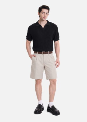Quần Short Lưng Gài DurableTex™ Xếp Ly Thân Trước Chiết Ben Ôm Eo Chạm Gối Phom Vừa F3 - The Weekend 063 Be