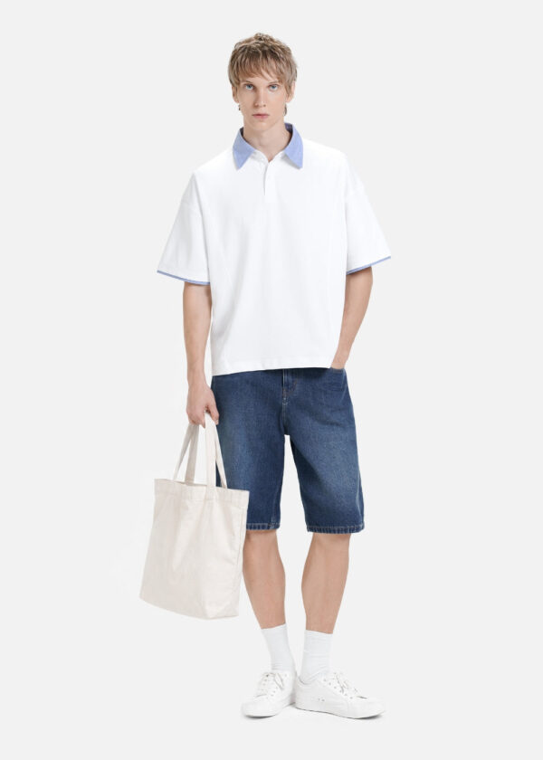 Quần Đùi Jeans Ống Suông Phủ Gối Durabletex™ Cotton Thoáng Mát Dằn Đáy Chống Rách Phom Rộng F4 - The Original 069 Xanh Jean Nhạt